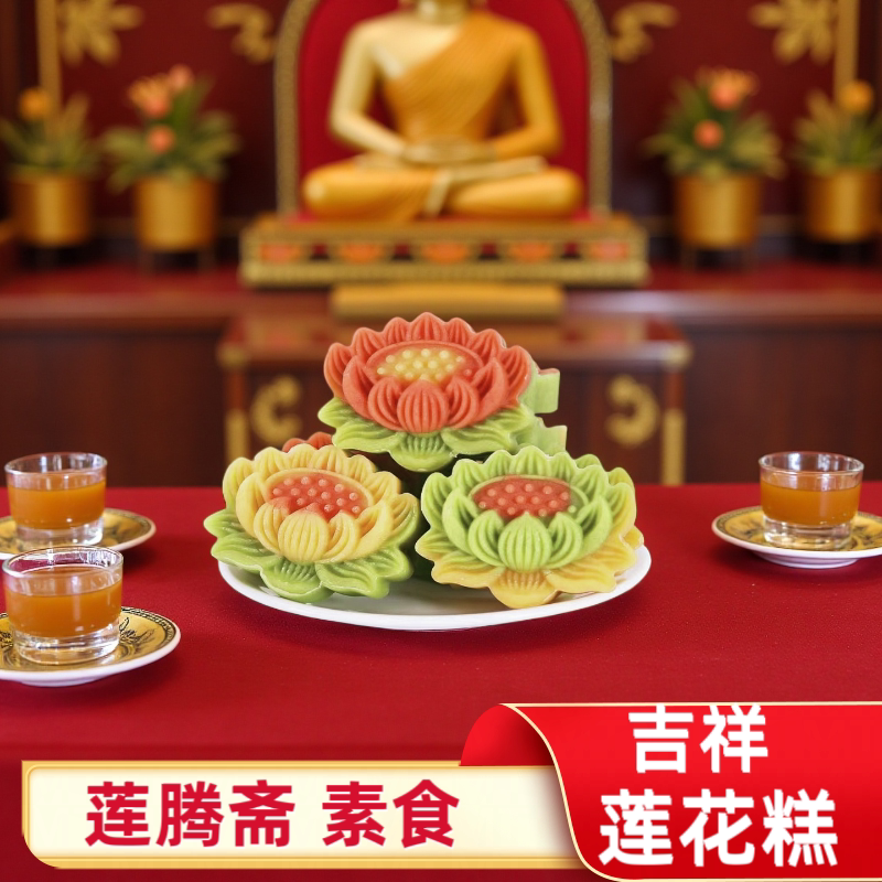 素食糕点 多彩莲花糕 传统精美茶点中式手工制作中式摆台糕点