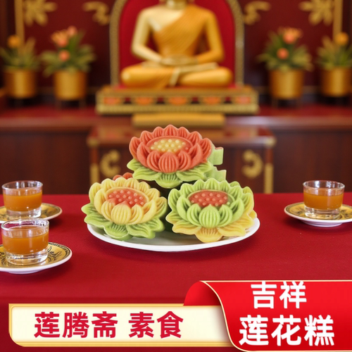 素食糕点 多彩莲花糕 传统精美茶点中式手工制作中式摆台糕点