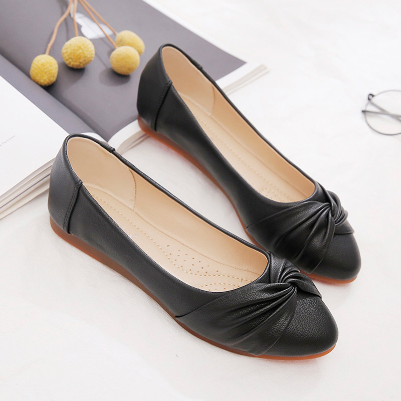 单鞋女2023新款春秋女鞋百搭妈妈鞋子I夏豆豆鞋软皮软底防滑平底,女鞋,浅口单鞋,淘宝优惠券,粉丝福利购,淘宝优惠卷