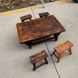 民俗老物件怀旧收藏老家具小凳子炕桌组合M民宿装饰摆件影视道具