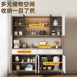 餐边柜靠墙一体家用客厅实木高柜子储物柜轻奢酒柜展示柜厨房橱柜