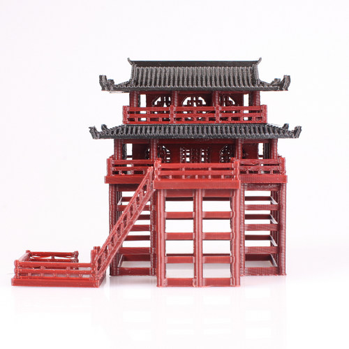 两层吊脚楼造景小摆件古建筑模型书房假山水陆缸鱼缸庭院盆景素材