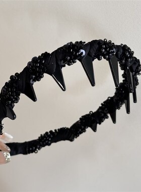 【下单立减50】覆古闪钻黑色串珠缠绕发箍_WF