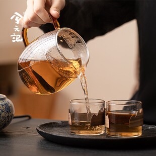 兮元记玻璃月牙公道杯绿茶公杯大容量茶海过滤分茶器耐高温煮茶壶