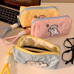 可爱线条小狗笔袋女生2025新款大容量文具铅笔盒便携化妆品收纳包