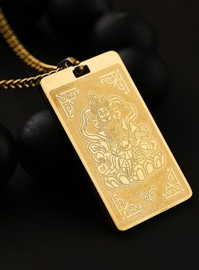 钛钢复古财神爷佛像挂件黄财神招财转运吊牌小众设计民族风饰品