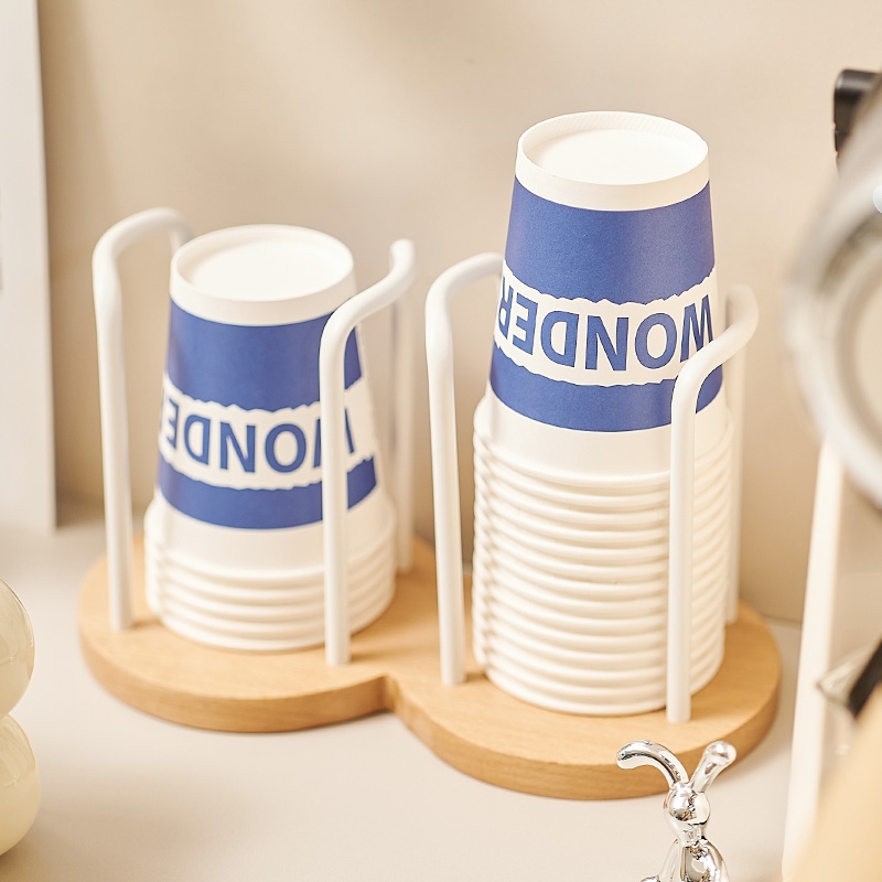 cmeo一次性杯子取杯器奶油高颜值桌面办公取杯架台收纳纸杯置物架