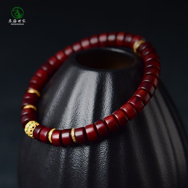 小叶紫檀手串药片珠男士文玩散珠天珠猛犸扎基拉姆配饰檀木手链女