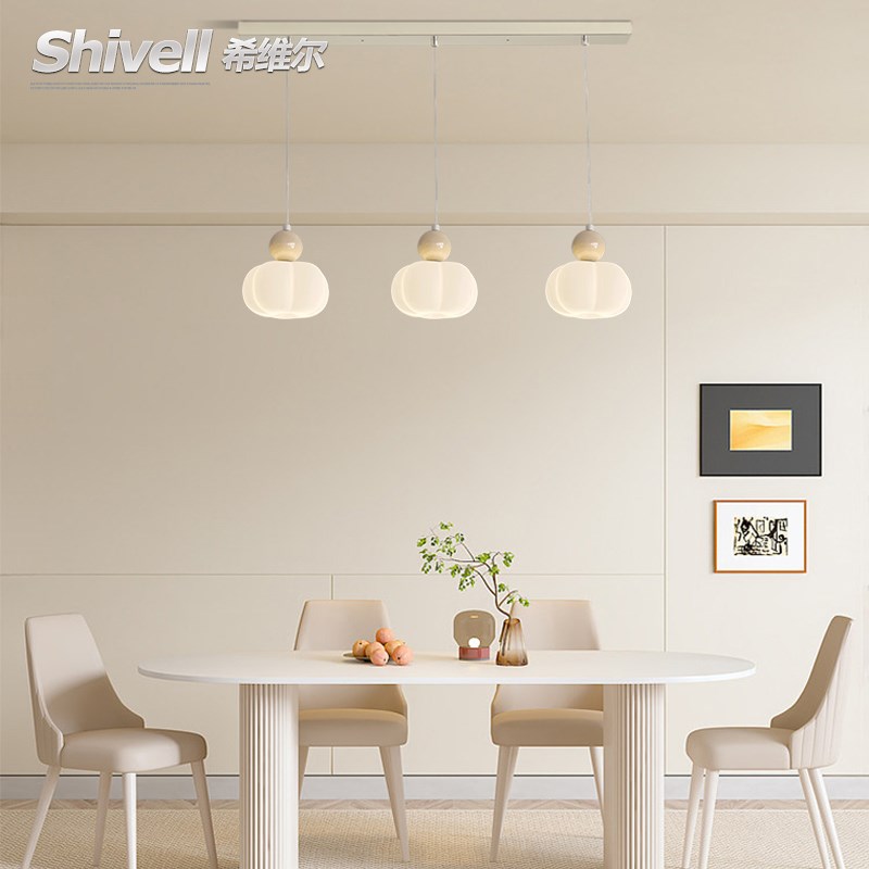 餐厅灯吊灯奶油南瓜吧台灯现代简约云朵三头饭厅灯棉花卧室床头灯