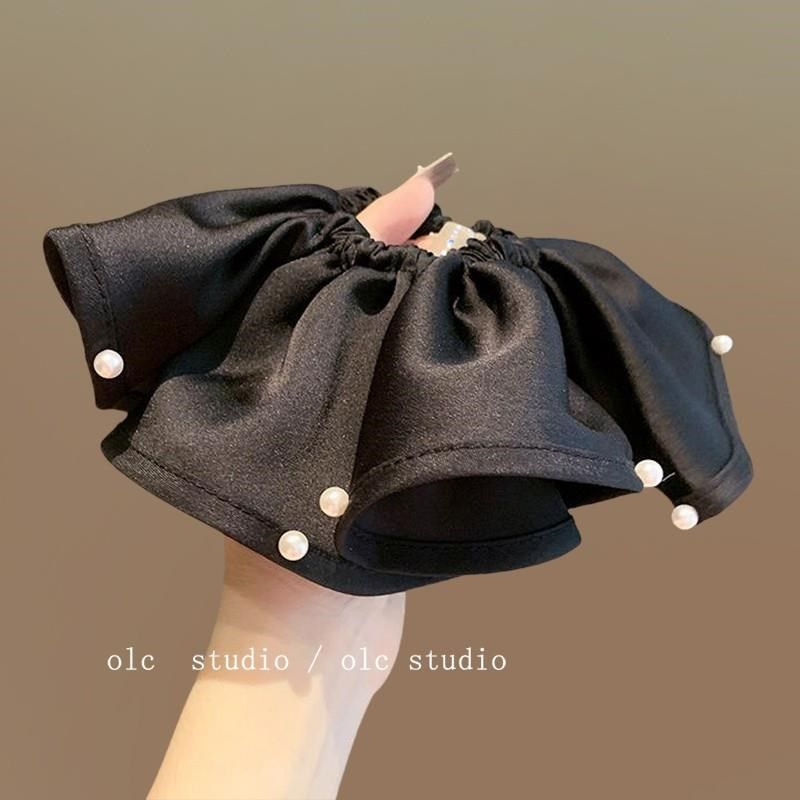 赫本千金!珍珠边大肠发圈!肥肠圈缎面复古褶皱头花文化创意手环