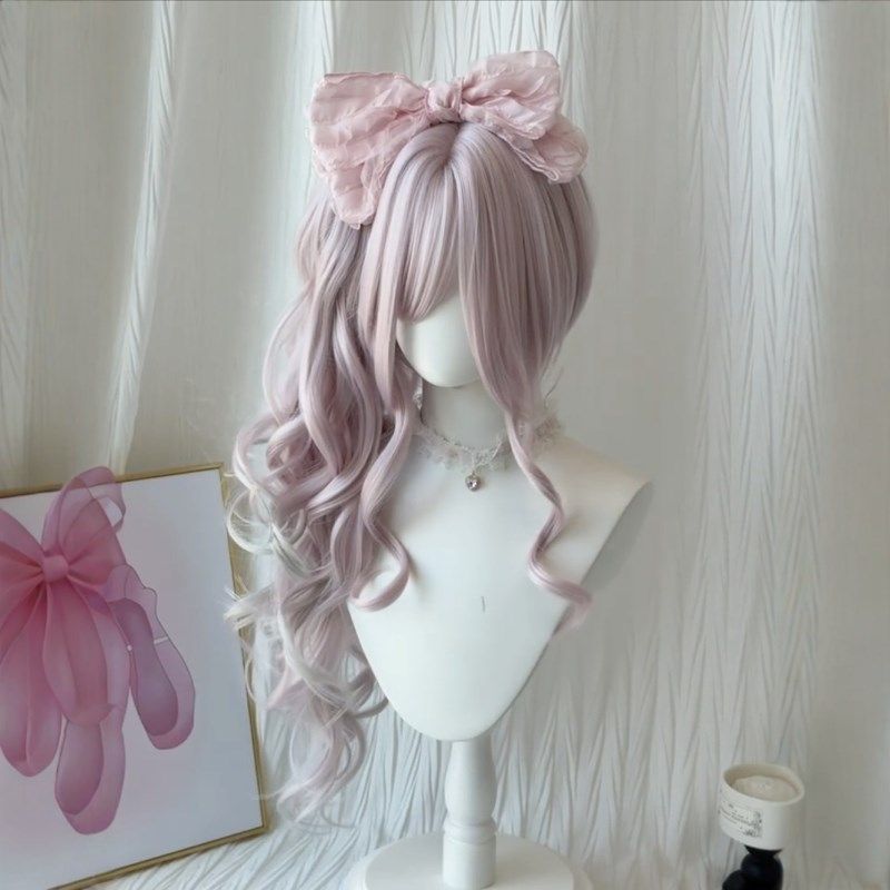 惠染假发女粉白色抓夹双马尾长卷发Lolita日常透气整顶全头套少萝,美发护发/假发,日常整顶假发,淘宝优惠券,粉丝福利购,淘宝优惠卷