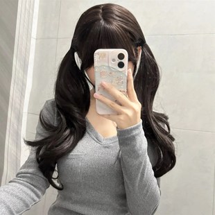 心心果家假发65cm齐刘海款长卷发自然发缝lolita显白高颅顶全头套