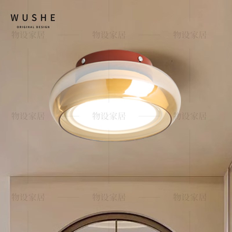 法式中古风艺术创意走廊过道灯奶油风入户玄关衣帽间玻璃吸顶灯