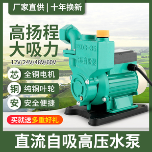 直流全自动增压自吸泵农用12V24V48V60v72伏电动车浇灌加压抽水泵