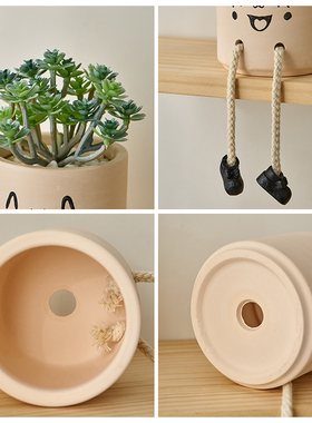 可爱仿真绿植小盆栽吊脚娃娃摆件客厅电视柜置物架桌面家居装饰品