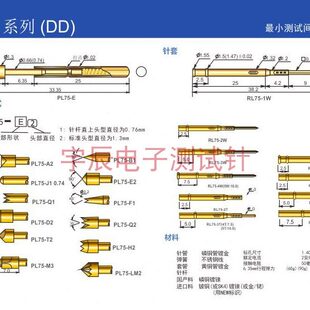 方形尾巴针套1.4针套 PL75探针座RL75 环高2.5MM 喇叭口 针套