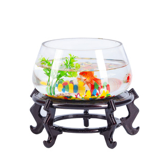 桌面创意c玻璃鱼缸小型客厅圆形水培加厚迷你金鱼家用龟缸大号圆