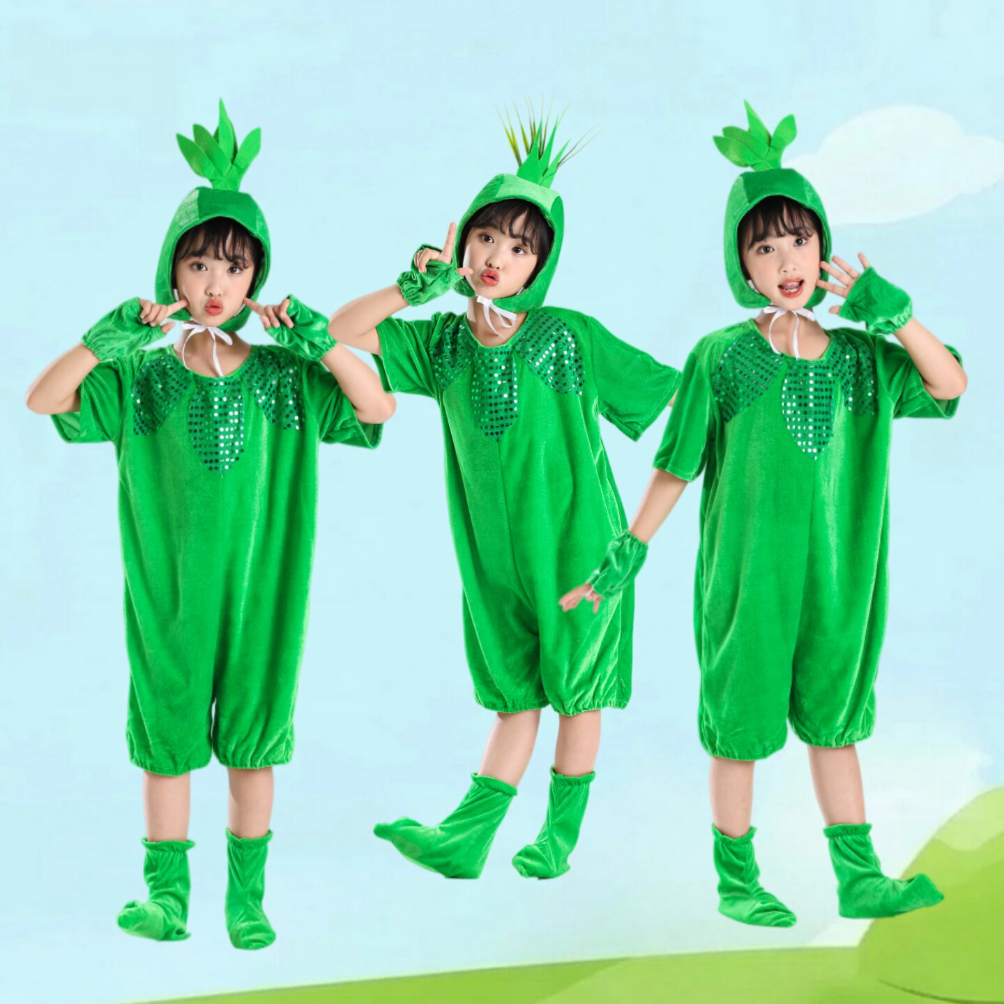 儿童环保大树小树花朵树小草动物表演服装幼儿舞蹈花草树木演出服