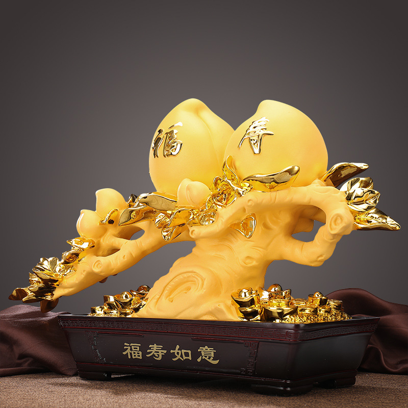 寿桃摆件工艺品老人生日祝寿寿礼福寿如意金寿桃60 70 80贺寿礼品