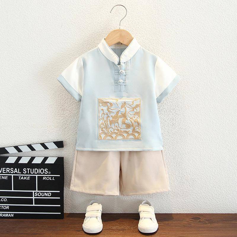 汉服男童夏装中式国风唐装宝宝一周岁宴抓周礼服古装幼儿园演出服