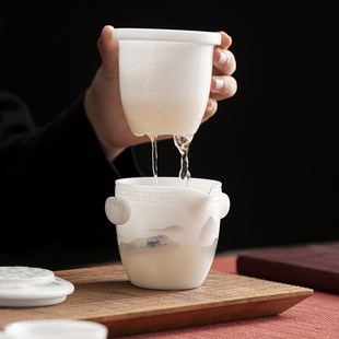 唐舍 露营泡茶壶 冰种旅行茶具套装 国风山水快客杯办公家用便携式