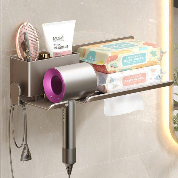 免打孔吹风机置物架带纸巾架壁挂式电吹风支架浴室风筒收纳架子,家庭/个人清洁工具,吹风机置物架,淘宝优惠券,粉丝福利购,淘宝优惠卷