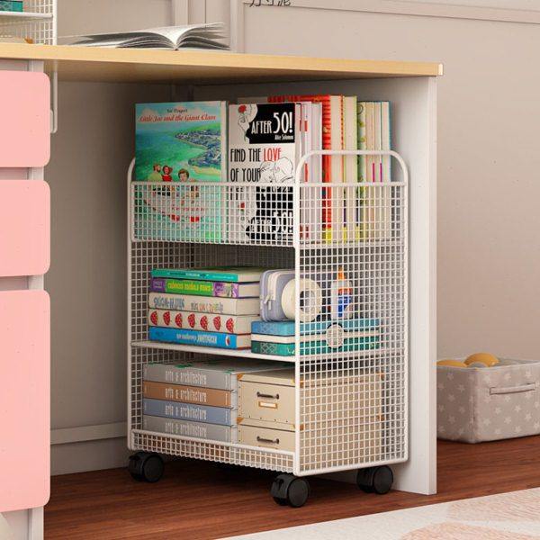 桌下置物架书桌旁小书架可移动带轮落地公桌边推车书本收纳书柜,收纳整理,书桌收纳置物架,淘宝优惠券,粉丝福利购,淘宝优惠卷