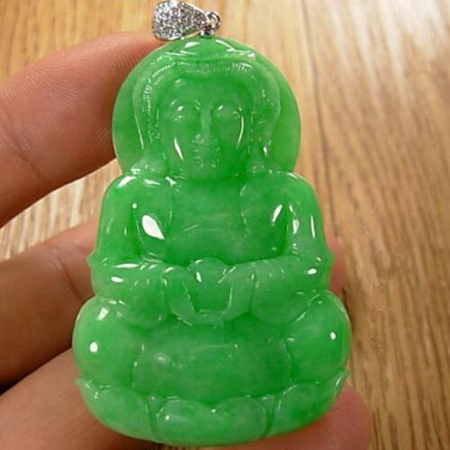 缅甸a级货翡翠观音吊坠 挂件 女款 玉观音满绿玉吊坠
