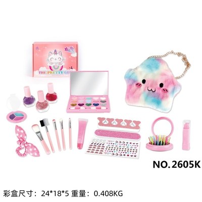 .跨境女孩化妆品美甲套装 女孩过家家 五角星P包包化妆品美甲玩具