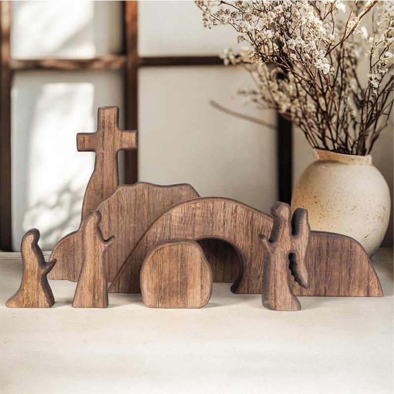 Empty Tomb Easter Scene andy Cross Decoration Wooden Easter