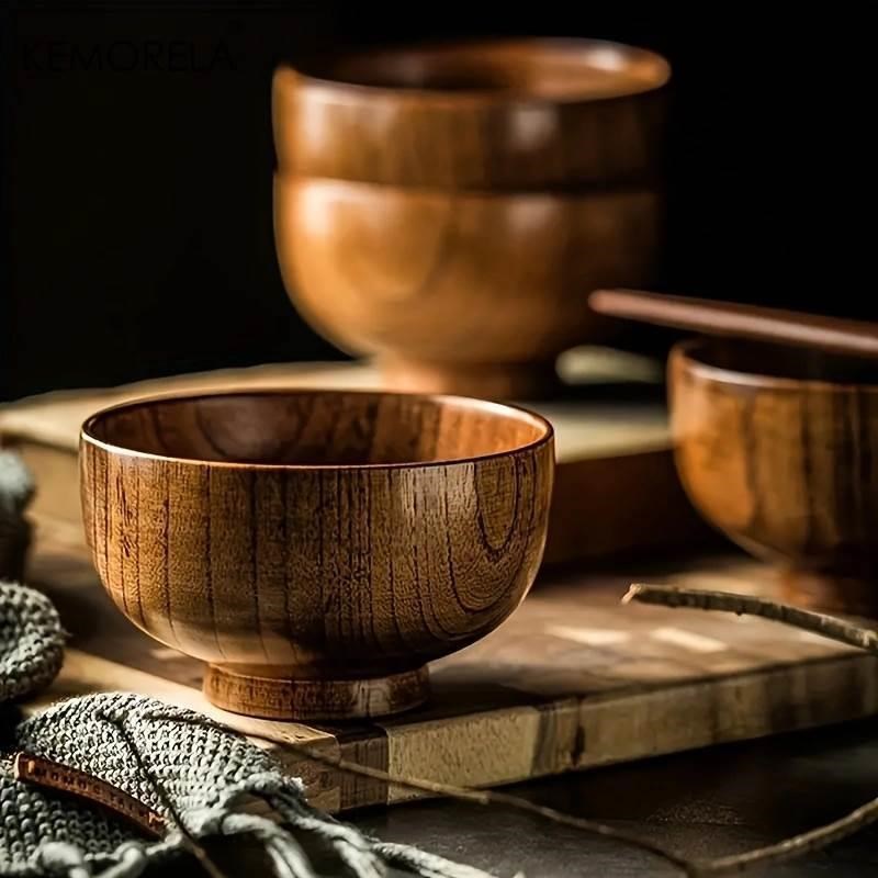 1PCS Natural Wooden Rice Bowzl Household Salad Ice Cream Fru