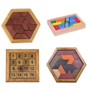 Board Tangram Educational Math Kidus Puzzles Wooden Puzzle