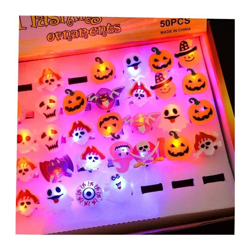 LED Light Hallomween Ring Glowing Pumpkin Ghost Skull Rings