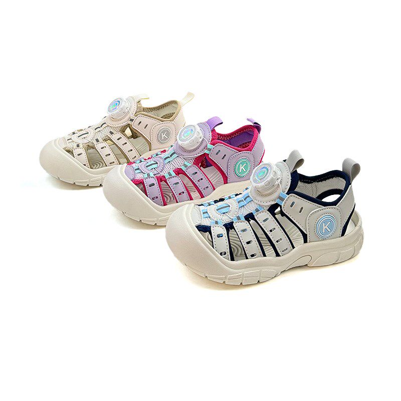 儿童溯溪鞋2024夏季新款男童旋转纽扣运动凉鞋韩版女童防滑沙滩鞋