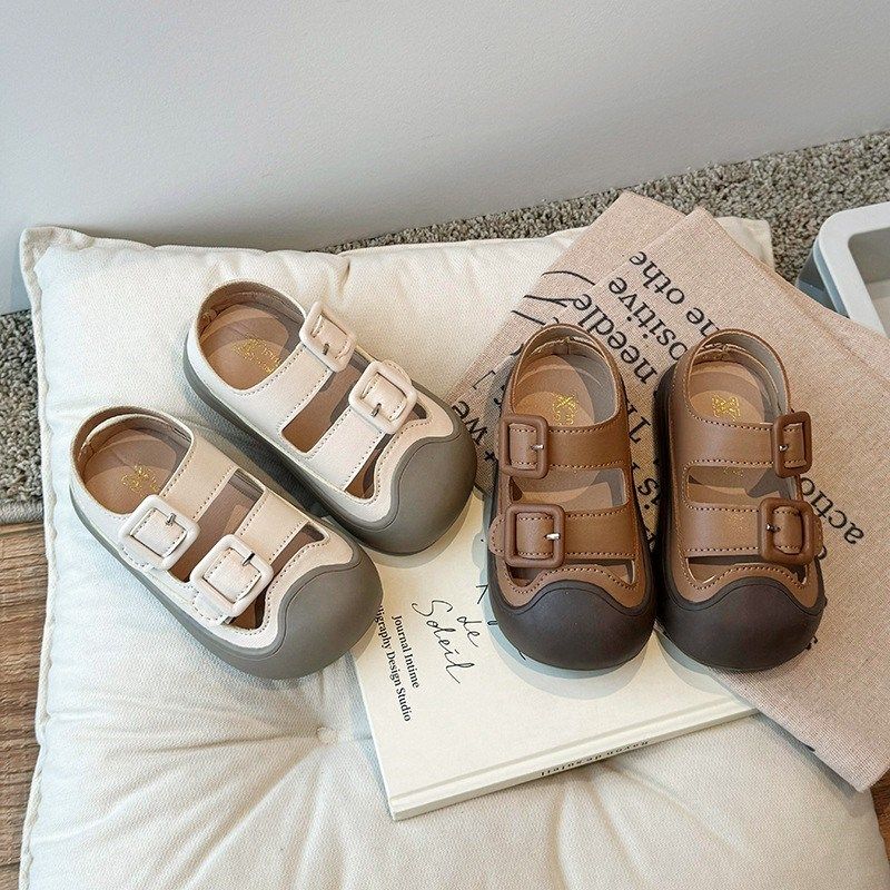 儿童凉鞋2024夏季新款韩版皮鞋女童复古包头鞋男童宝宝休闲沙滩鞋