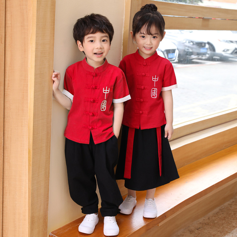 儿童演出服六一幼儿园男童汉服女童古风表演服小学合唱服武术服夏