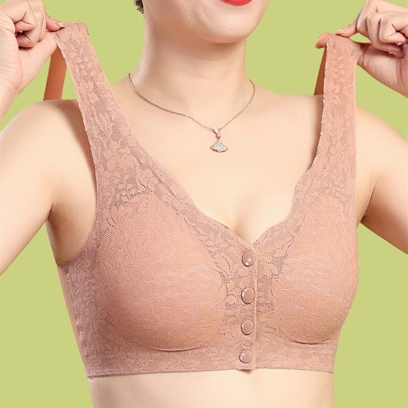 妈妈内衣文胸中老年人无痕前扣背心式大码中年妇女聚拢无钢圈胸罩