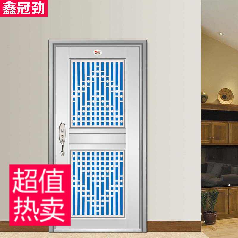 深圳304不锈钢通风门大门玻璃防P盗铁门定制入户门