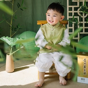 抓周礼服男宝汉服中式一周岁生日衣服套装国风百日宴婴儿唐装春秋