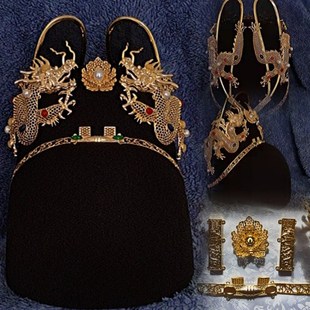 翼善冠明制乌纱帽双龙配件汉服新郎头饰全铜镂空镀真金diy材料包