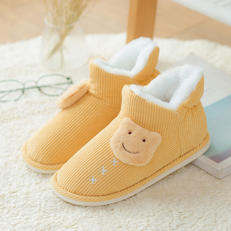 高帮棉拖鞋女包跟秋冬季可爱加绒居家保暖棉鞋冬天厚底防滑月子鞋