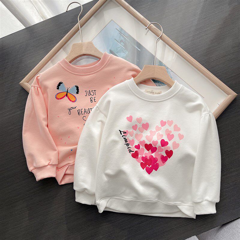 儿童纯棉卫衣 女童公主可爱 卡通毛圈 圆领 童装 春秋款 山东网店