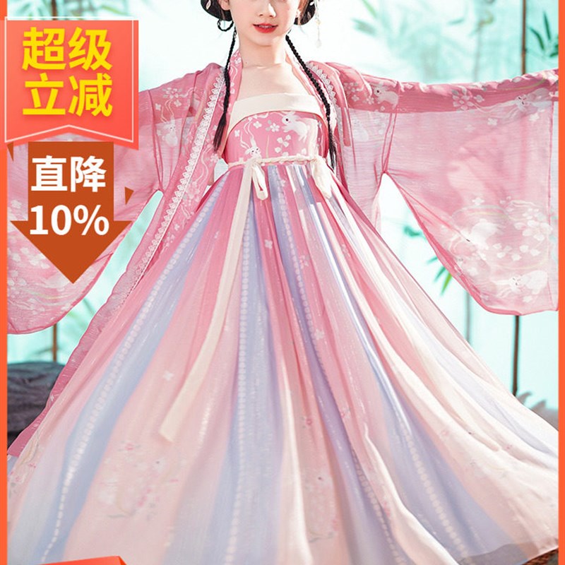 汉代女孩古装唐装裙子儿童古装超级仙女连衣裙2025新款小女孩秋冬