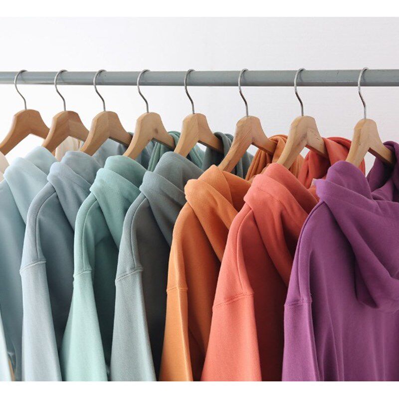 2021年春季新款纯色纯棉薄款毛圈布 连帽卫衣男 女 bf风宽松潮流