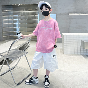 男童夏装大童套装夏款2024新款儿童夏季短袖运动男孩潮酷帅气时髦