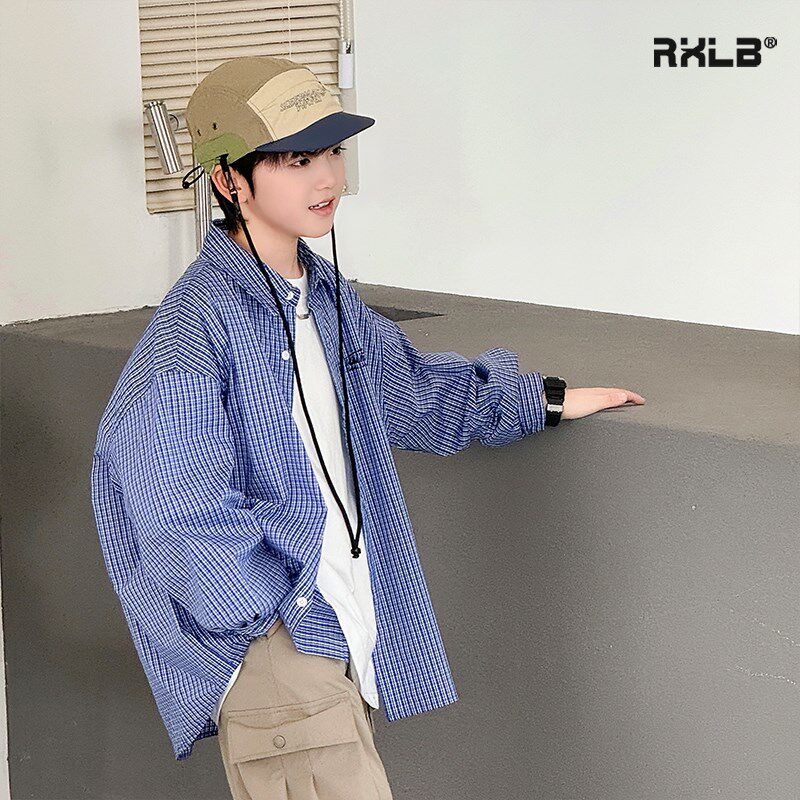 儿童经典小格子长袖衬衫2025新款男童春装开衫衬衣潮童装翻领外套