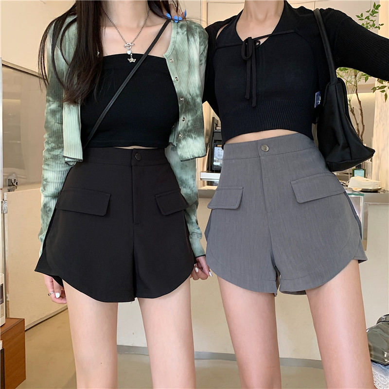 大码西装短裤女夏季薄款高腰宽松秋冬外穿黑色休闲a字显瘦阔腿裤