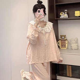 带胸垫防凸点睡衣女生春秋季新款长袖云朵棉高级感秋天家居服套装