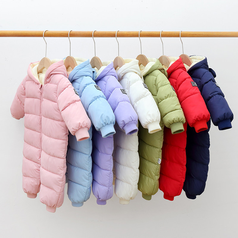 婴儿冬装衣服新生儿连体衣秋冬季网红可爱外出抱衣宝宝羽绒棉套装