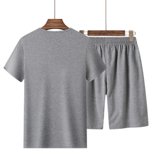 新款 夏季 短袖 运动服中老年人男装 爸爸两件套 中年运动套装 短裤 男士